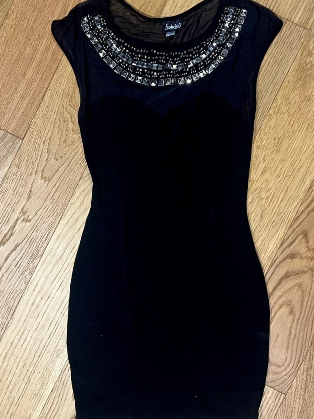 Frederick's of Hollywood Black Embellished Neckline Sleeveless Dress